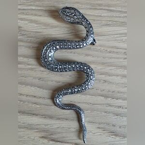 Vintage Silver Tone Snake Brooch